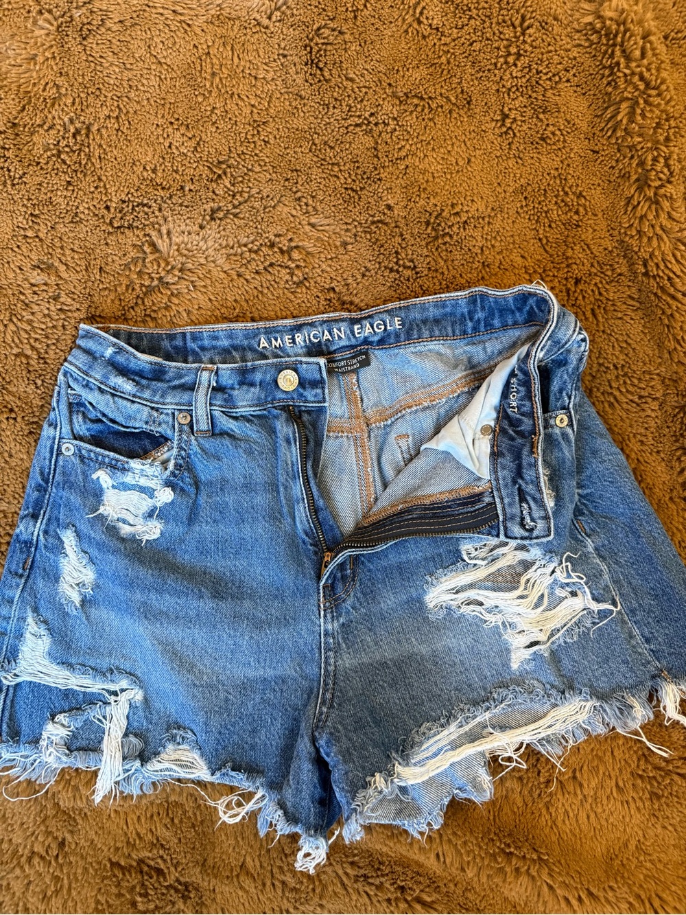 American Eagle Outfitters Distressed Blue Denim Cutoff Shorts